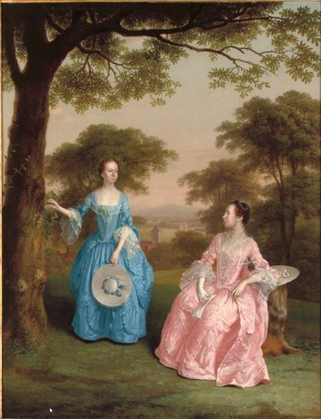 Double Portrait of Alicia and Jane Clarke in a Wooden Landscape